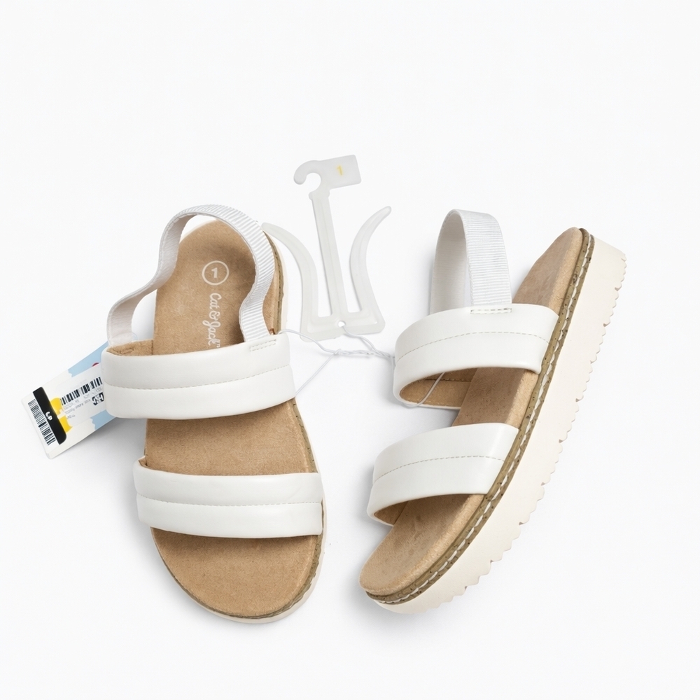 Cat & Jack Toddler Girl White Sandals – Size 1 – Target – New With Tags - Picture 2 of 3